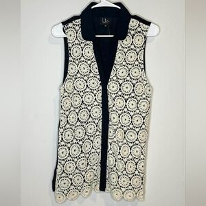 LIV Los Angeles Sleeveless Black Tunic with Ivory Crochet Overlay